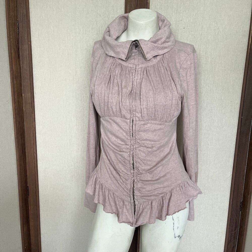 Anthropology Eloise Corset, Zip Front, Collared, Ruched Jacket